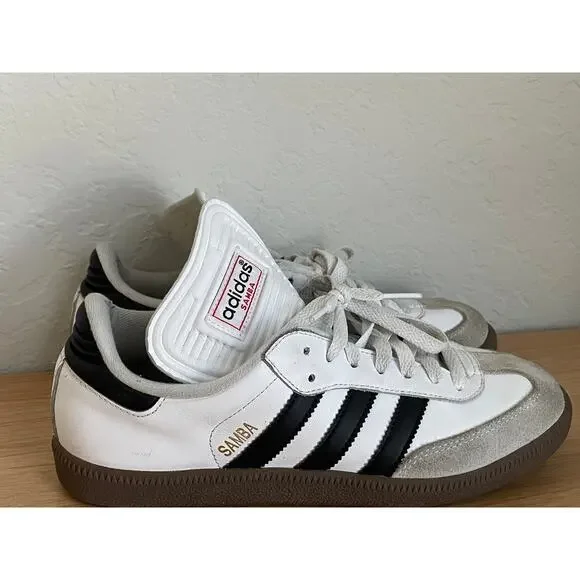 Adidas Samba OG White Black Gum Sneakers Leather Men 7 Women 8 - Picture 5 of 12